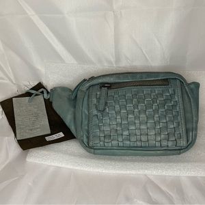 Vilenca Holland Belt Bag Woven Leather Grey Blue NWT
